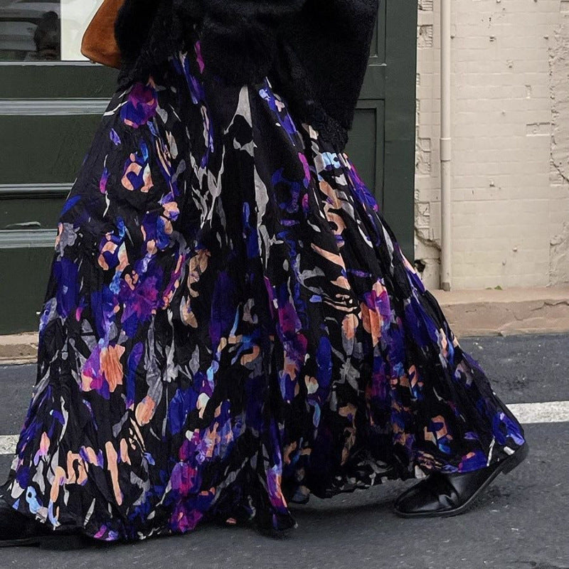 Vintage Crumpled Floral Skirt For Unique Everyday Style
