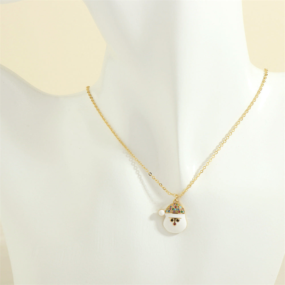 Gold-Tone Christmas Enamel & Rhinestone Chain Pendant Necklace in Assorted Styles