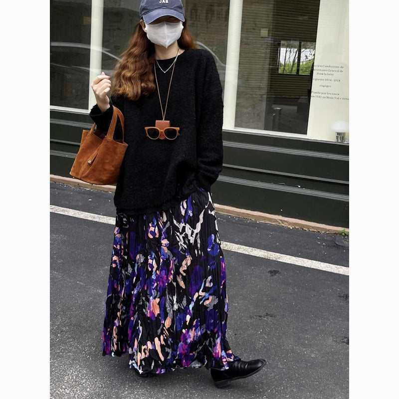 Vintage Crumpled Floral Skirt For Unique Everyday Style