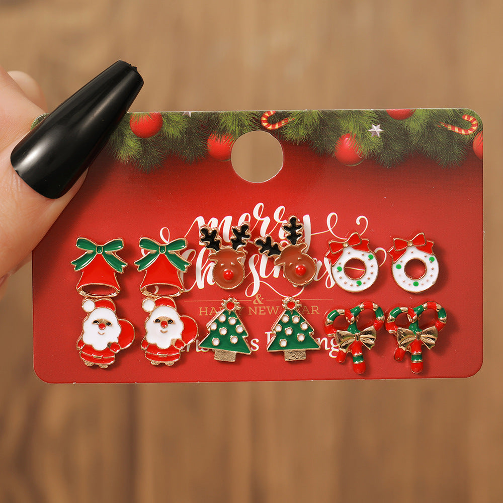 Christmas Themed Colorful Enamel Stud Back Earrings in Various Styles