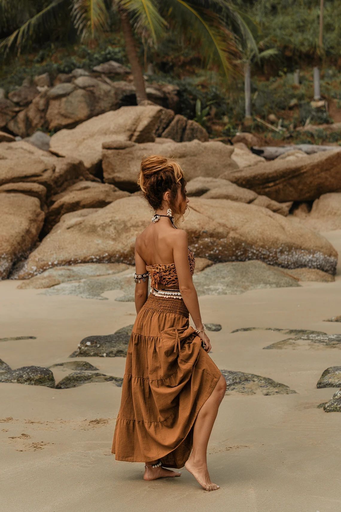 Bohemian Loose Solid Skirt For Relaxed Everyday Comfort