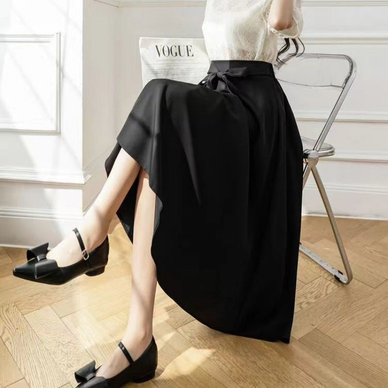 A-Line Mid Length Skirt With Flowing Large Hem