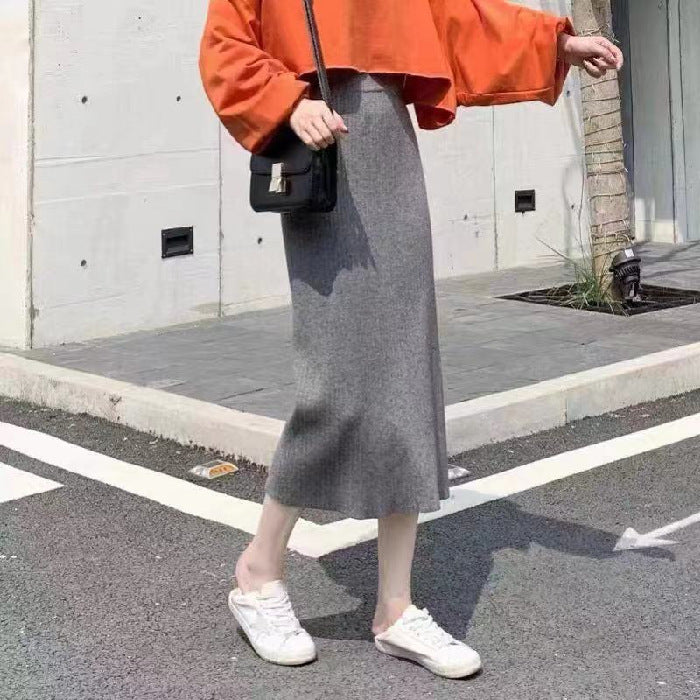 Vestido de suéter recto de cintura alta para comodidad de adelgazamiento