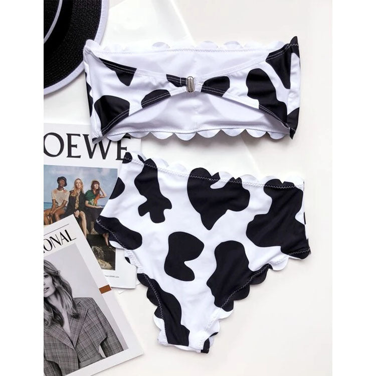 Cow Print Wrapped-Bust Bikini Set for Bold Summer Style
