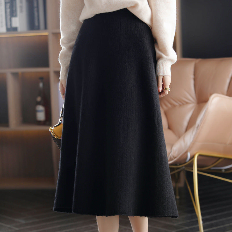 Wool Knitted Cashmere Pleated Skirt For Cozy Elegance