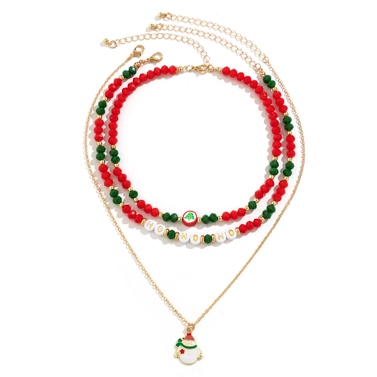 Christmas Beaded Layered-Look Multi-Strand Necklace for Women in Assorted Styles