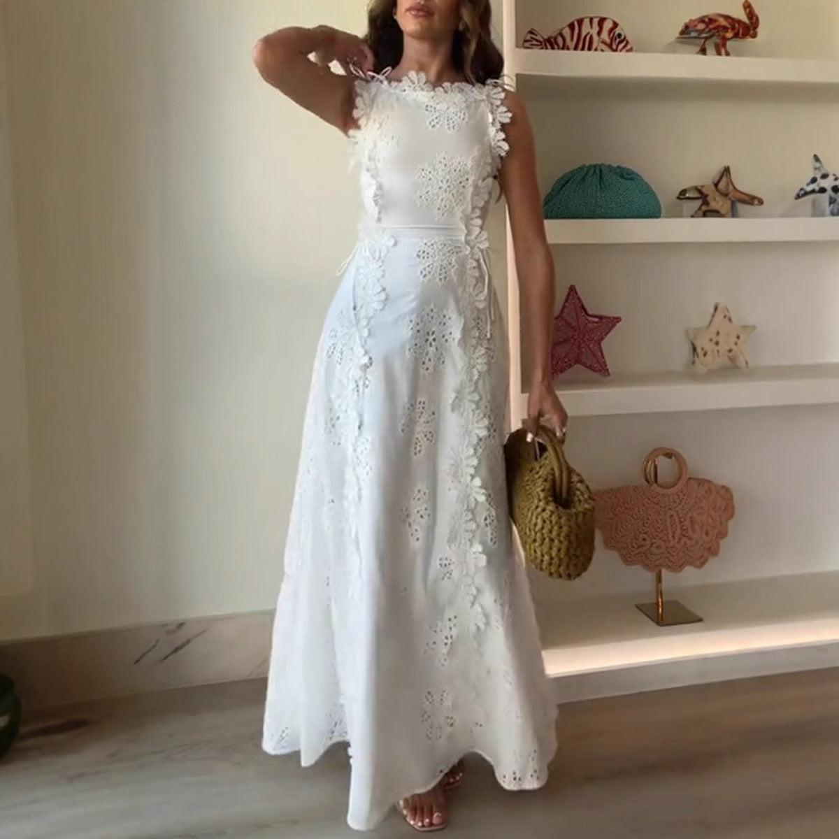 Robe de vacances à la broderie en dentelle délicate avec Boho Flair