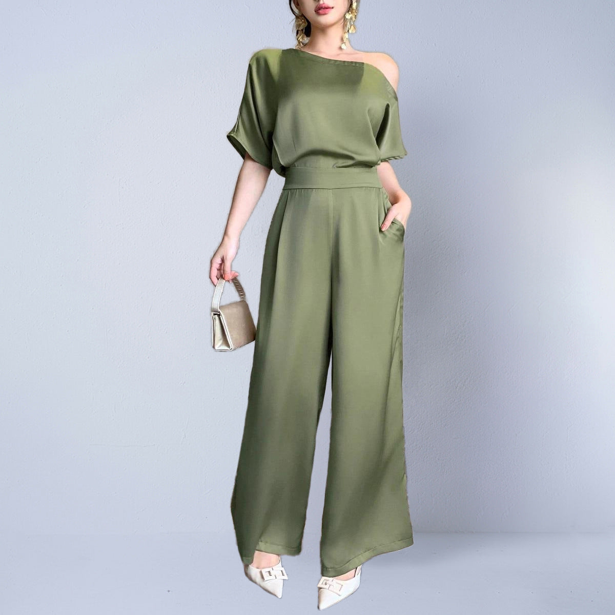 Silky-elegant Asymmetrical Jumpsuit For Women