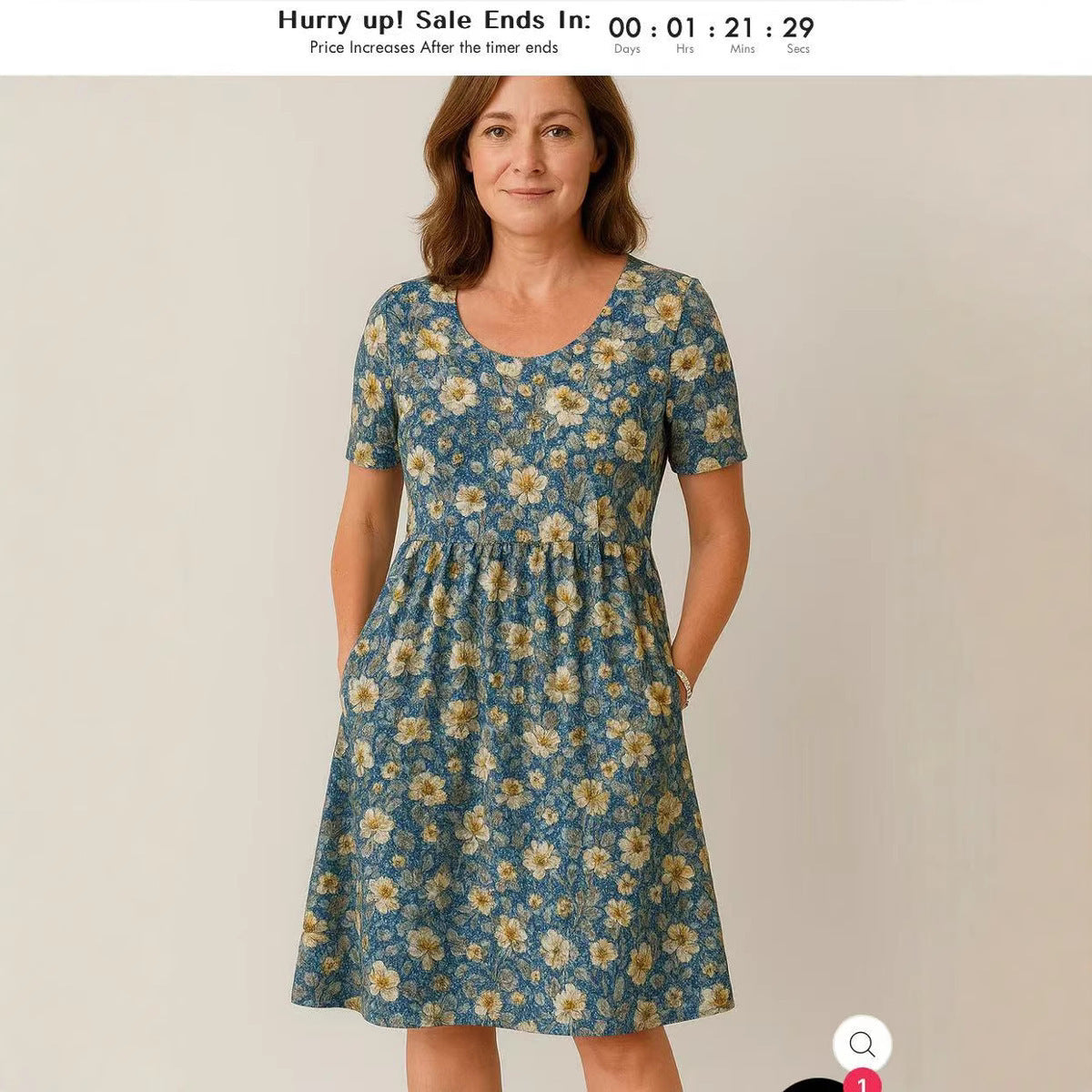 Robe de t-shirt décontractée avec cou rond, poches et détails