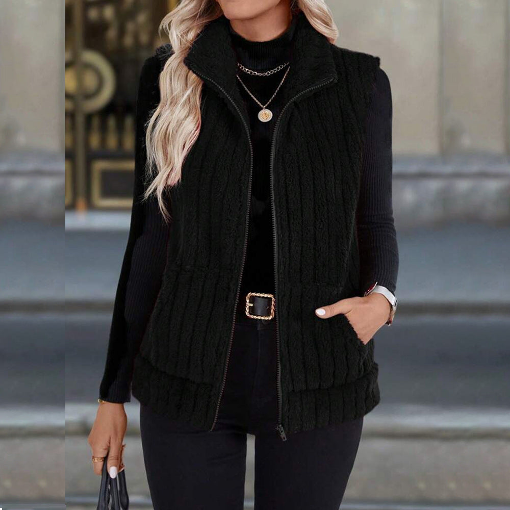 Women's Casual Versatile Lapel Zip Vest Top