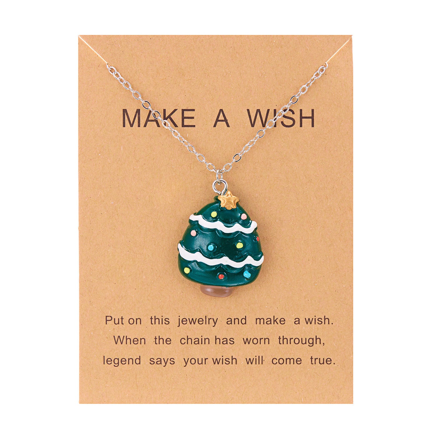 Silver-Tone Christmas Resin Glitter-Accent Chain Pendant Necklace in Assorted Styles