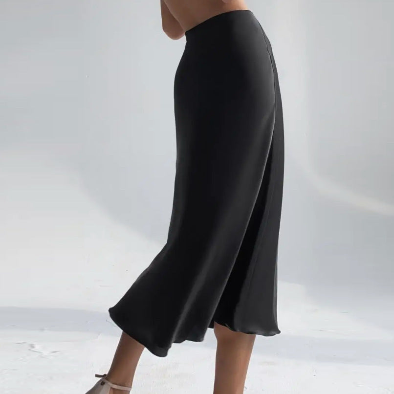 Sheath Fishtail A-Line Mid Rok dengan Aliran Elegan