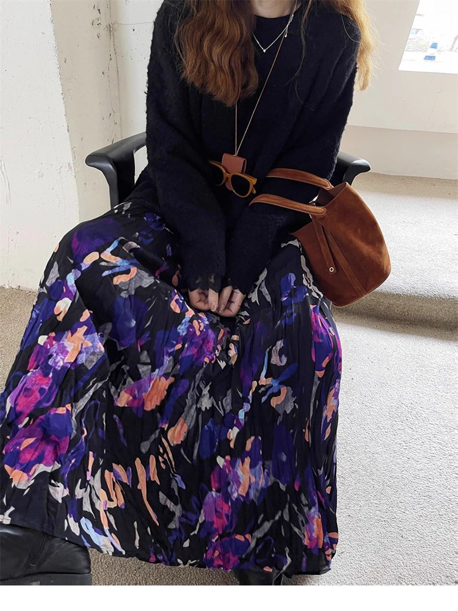 Vintage Crumpled Floral Skirt For Unique Everyday Style
