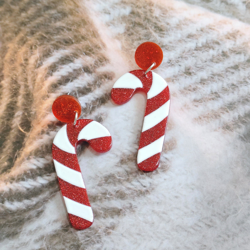Christmas Glitter-Accent Hammered Metal Post Dangle Statement Earrings in Assorted Styles