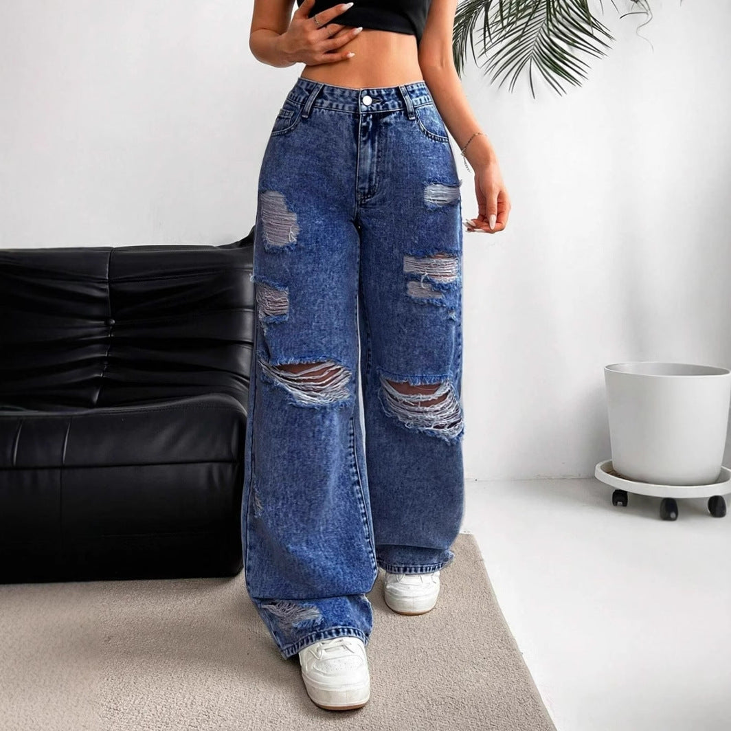 High-waisted Straight Versatile Slim-fit Women's Jeans