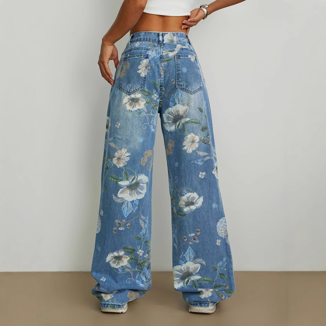 Pantalon de jean large à jambes lâches de style rue avec fraîcheur urbain