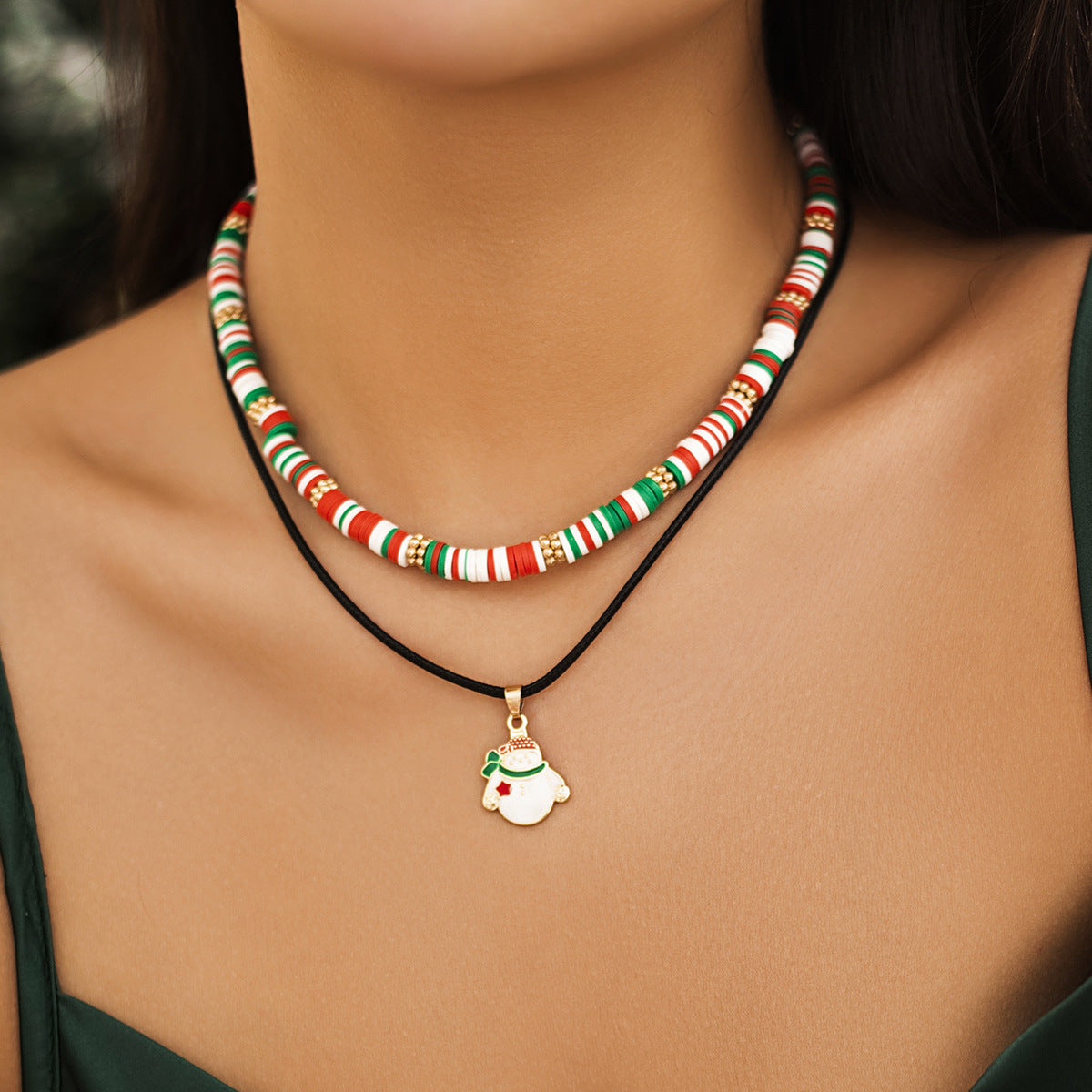 Christmas Beaded Layered-Look Multi-Strand Necklace for Women in Assorted Styles