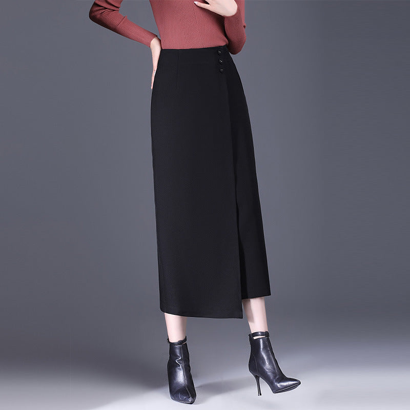 Gonna di guaina dritta irregolare con design diviso drappeggiato