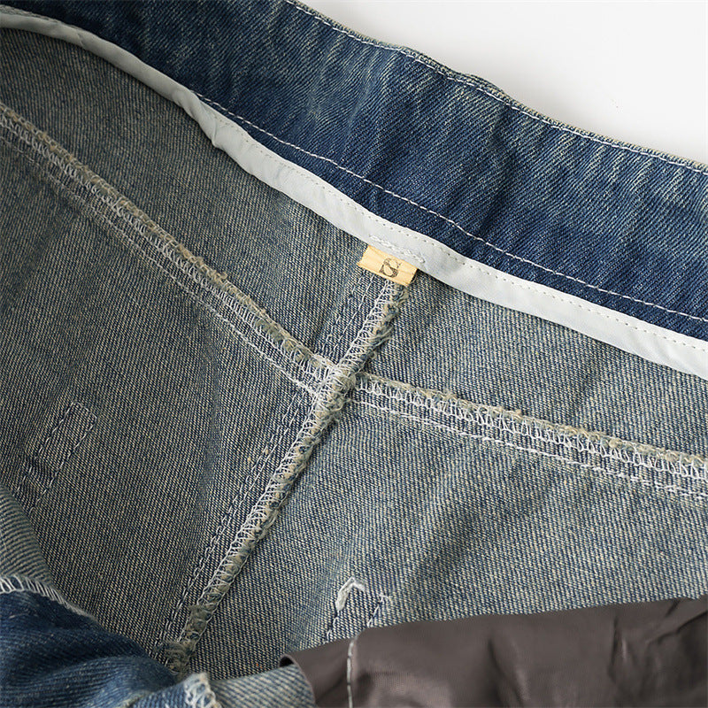 Jeans de moda de cintura alta con acentos estampados de diamantes