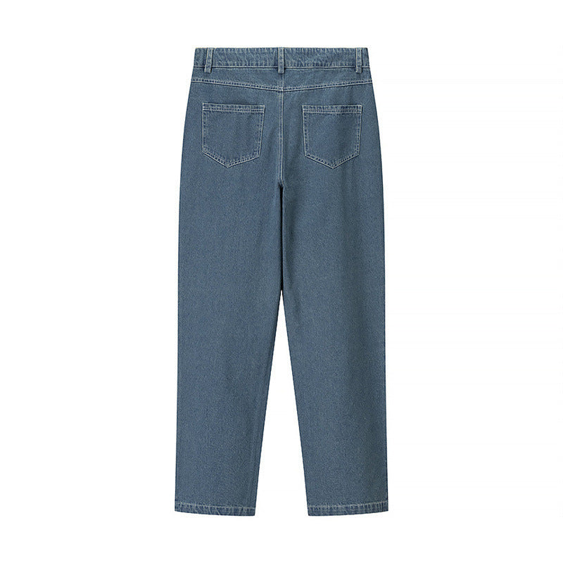 Jeans de moda de cintura alta con acentos estampados de diamantes