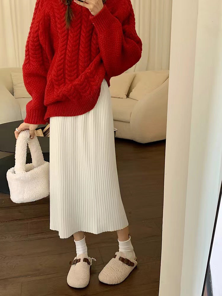 Solid Color Knitted Skirt For Effortless Everyday Style