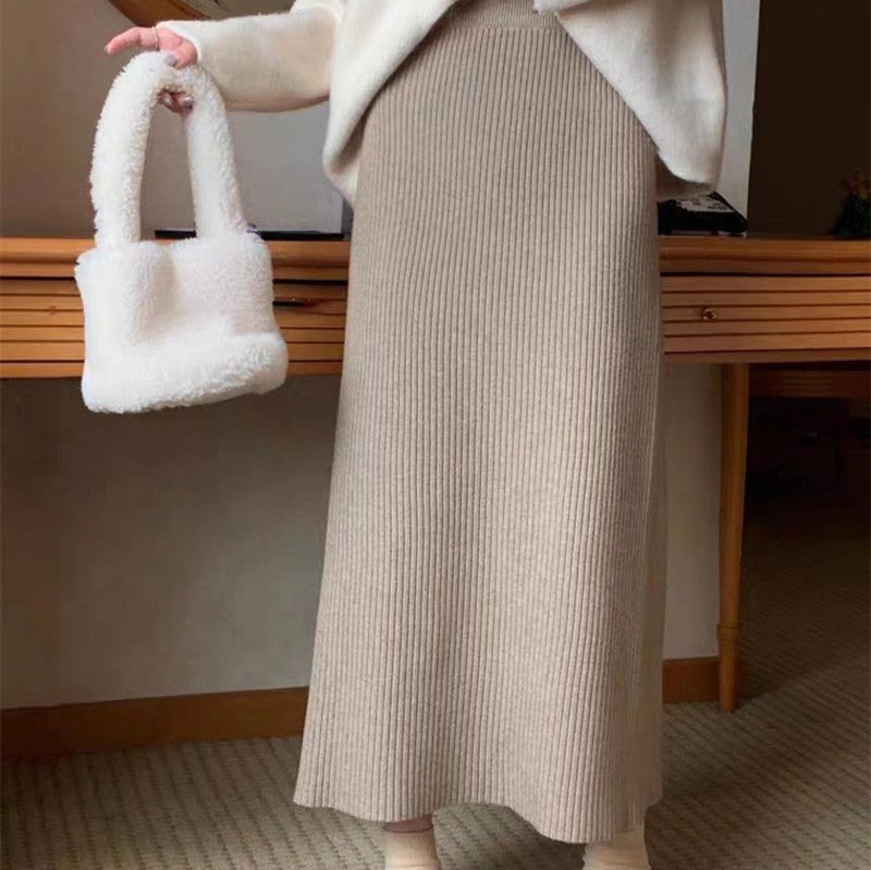 Solid Color Knitted Skirt For Effortless Everyday Style