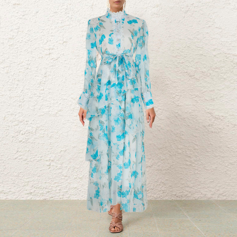 Robe à vol en dentelle à volants avec charme d'ourlet irrégulier