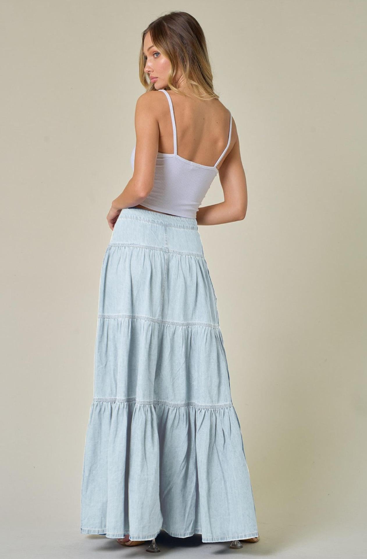 Low Waist Distressed Denim Skirt For Laid Back Vacations