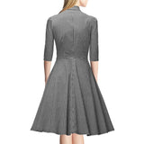Gingham Bow Button-Front A-Line Dress