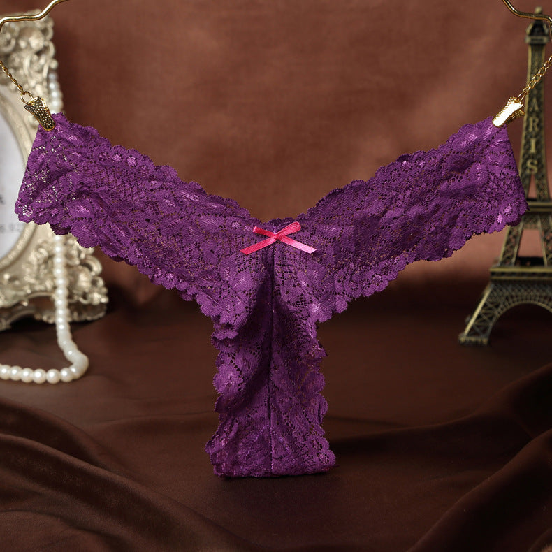 Dicker Spitzenband-Tanga mit Schleifendetails