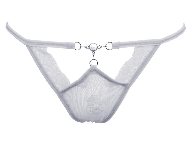 High Waist Cutout Thong with Jeweled Center