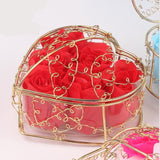 Encantadora caja de regalo con soporte de peltre de 6 rosas
