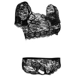 Off the Shoulder Lace Crop and Panty Set