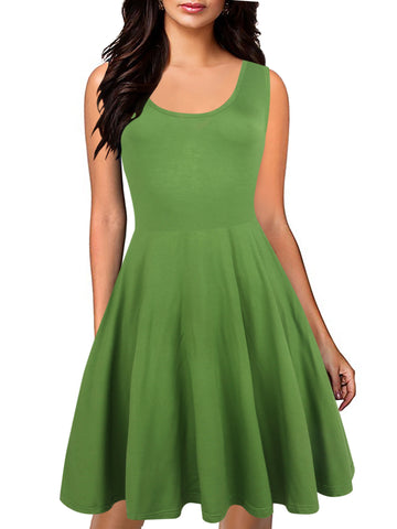 Green Scoop Neck Tank Dress