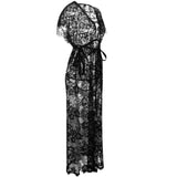 Long Lace Cap Sleeve Lingerie Gown