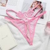 Pearl String and Butterfly Embroidery Thongs