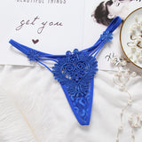Transparent Embroidered Lace Style Cutout Thongs