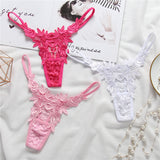 Simple Lace Cutout Embroidered Lace Thong Panties