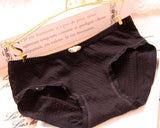 Woven Texture Black Hipster Panty