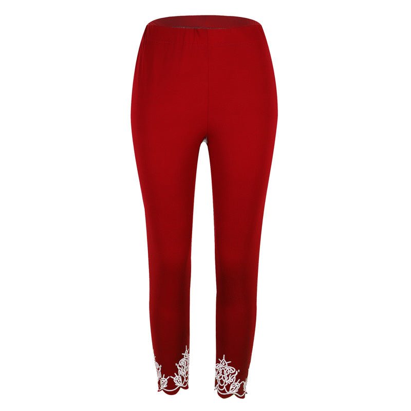 Capri Length Leggings with Decorative Cuffs - THEONE APPAREL