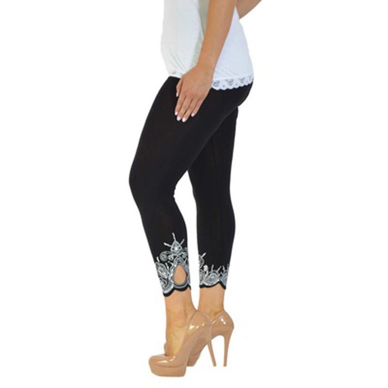 Capri Length Leggings with Decorative Cuffs - THEONE APPAREL