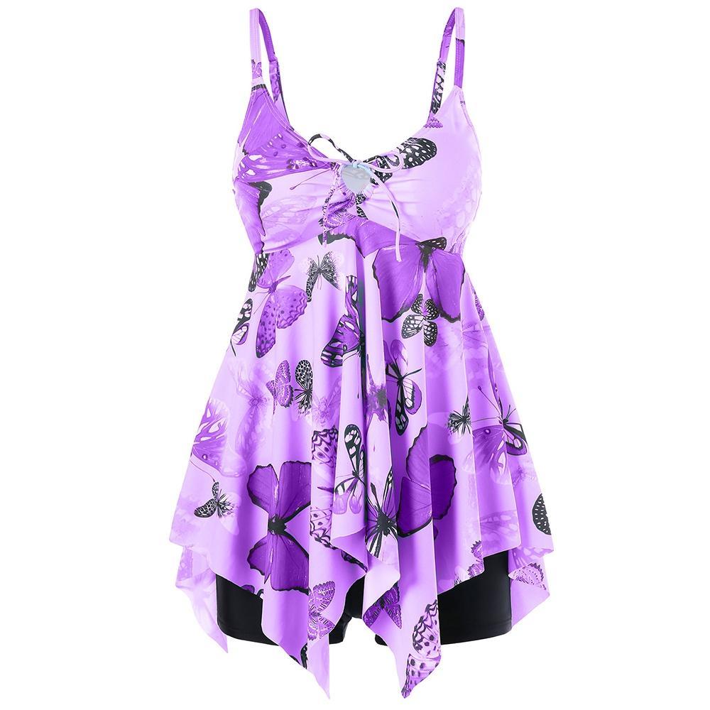 Colorful Butterflies Cami Strap Tankini - Theone Apparel