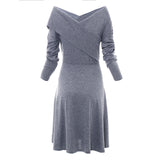 Crisscross Pleated Skirt Sweater Dress - Theone Apparel