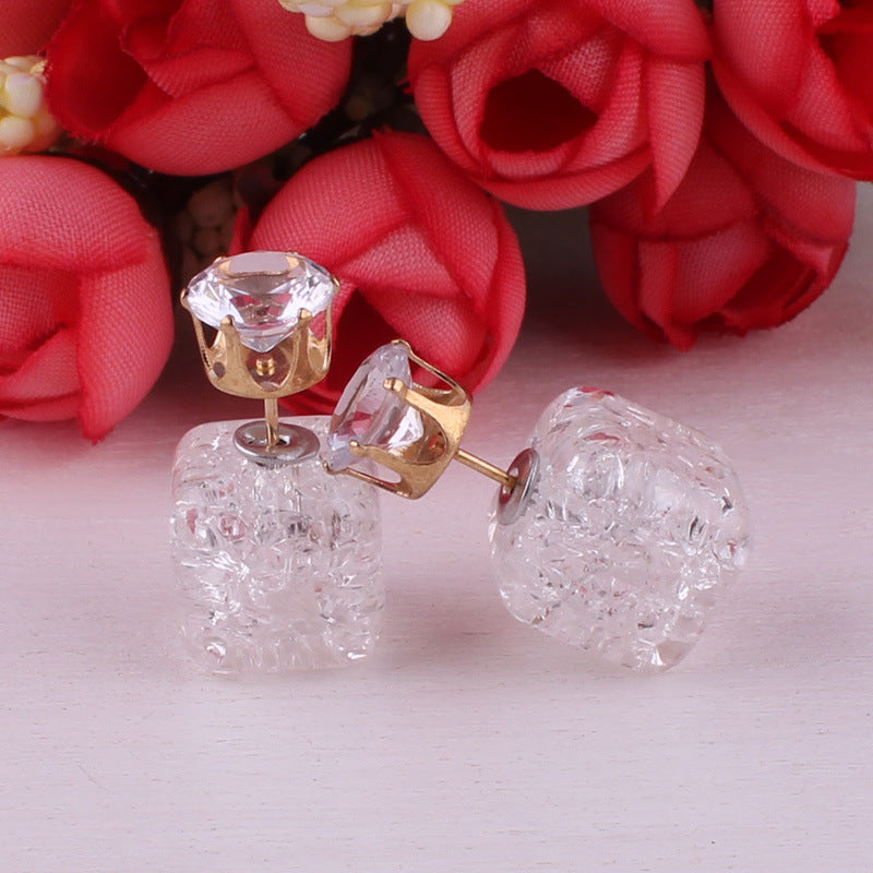 Cube Shaped Double Sided Earrings-White-Theone Apparel