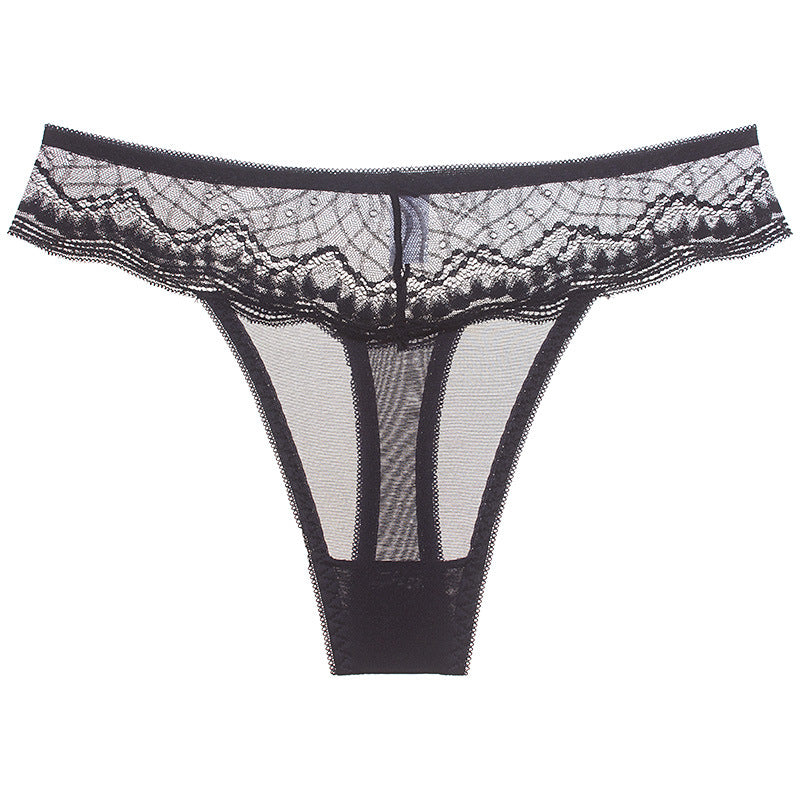 Delicate Lace Trim Thong Panty - Theone Apparel