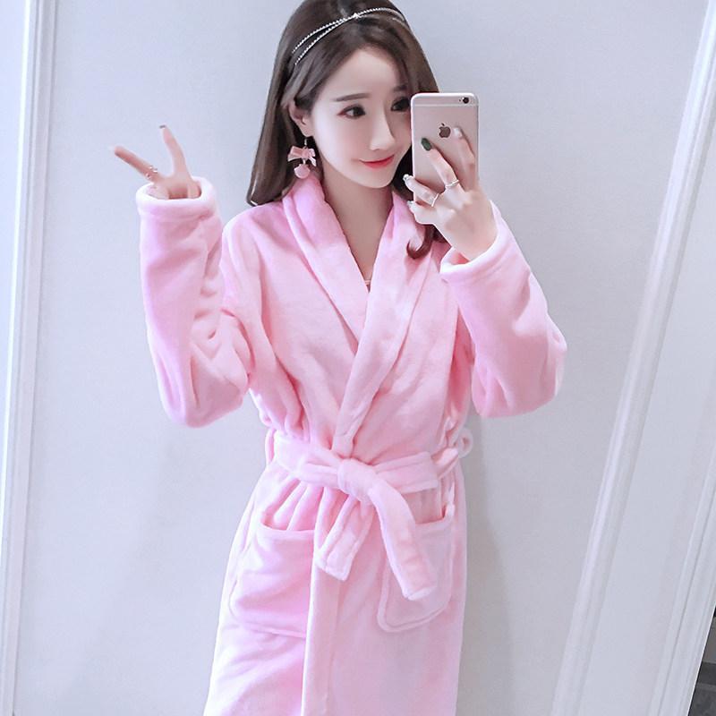Extra Plush Tie-Front Bath Robe-Light Pink 2-Theone Apparel