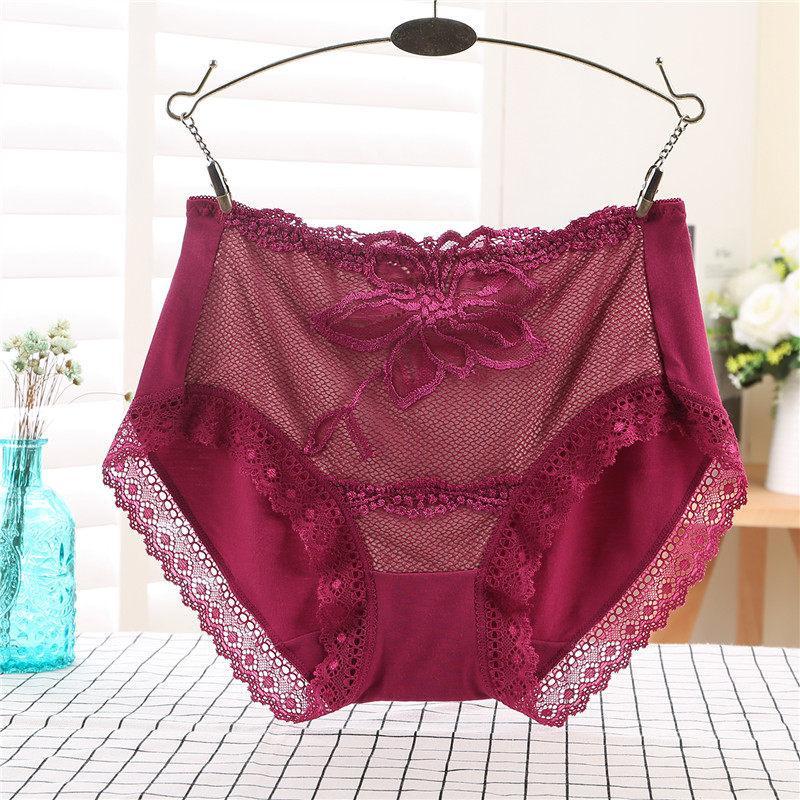 Flirty Flower Lace Hip Hugger Panty-Maroon-Theone Apparel