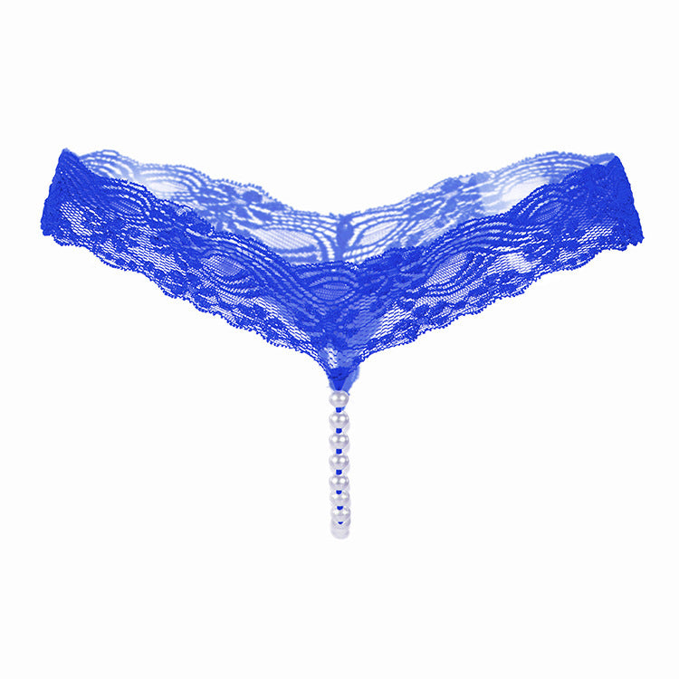 Floral Filigree Pearl Pocket G String-Blue-Theone Apparel