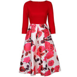Floral Skirt Long Sleeve Dress - Theone Apparel