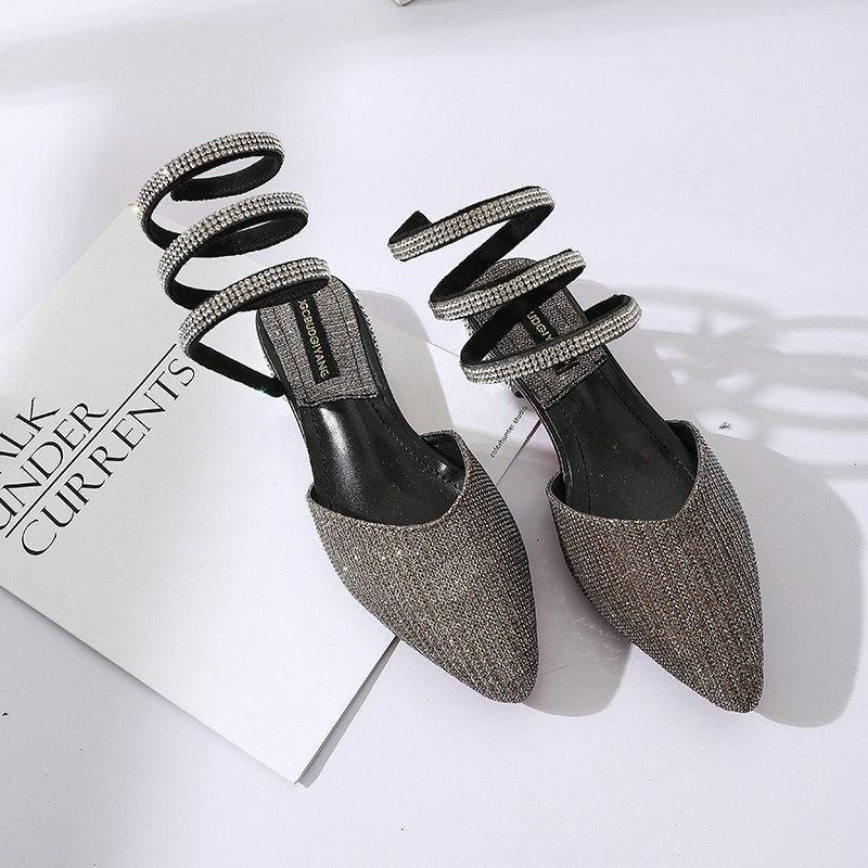 Glittery Ankle Wrap Sandal Pumps-Gold-Theone Apparel